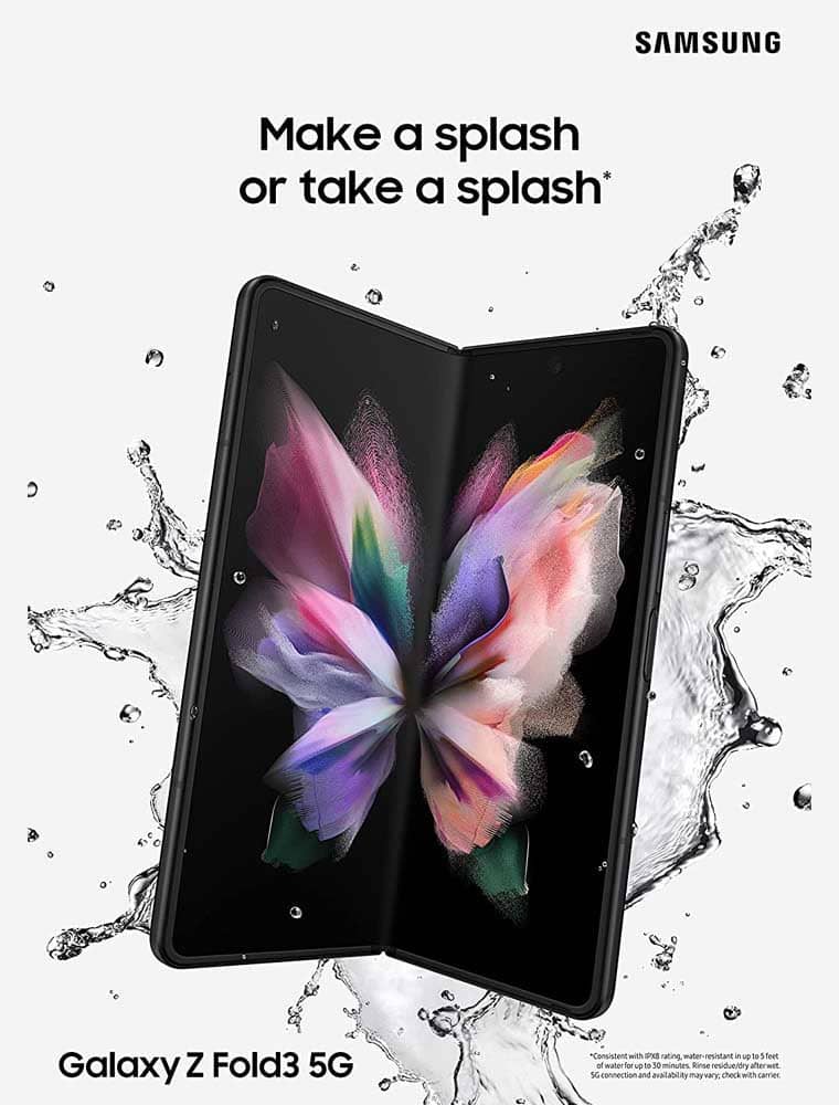 SAMSUNG Galaxy Z Fold 3 5G (256GB Storage, Phantom Black) 12/512GB - Renewed