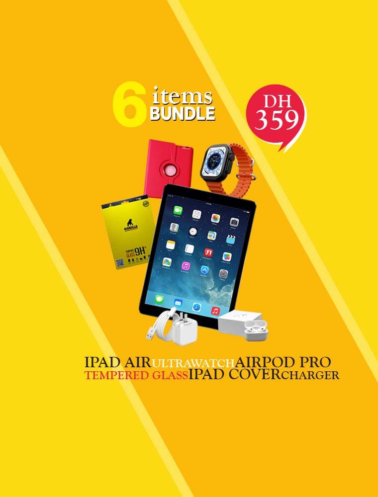 6iTEMS BUNDLE iPAD4 16GB + iStyle Watch + airPods + Cover + tempered glass + charging cable - Renewed