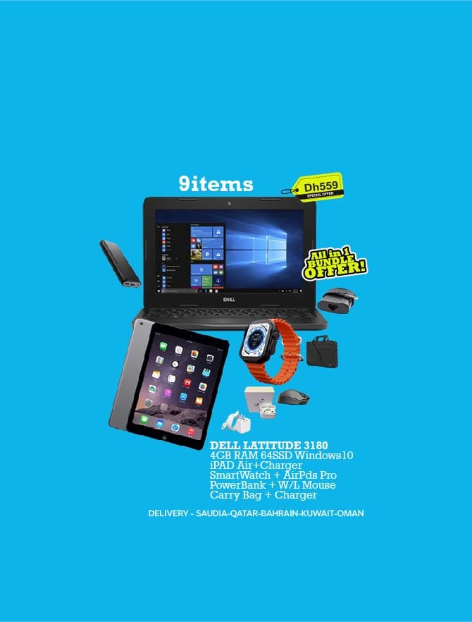 LAPTOP+iPAD Air + 7 iTEMS MEGA BUNDLE OFFER! 9items - Renewed